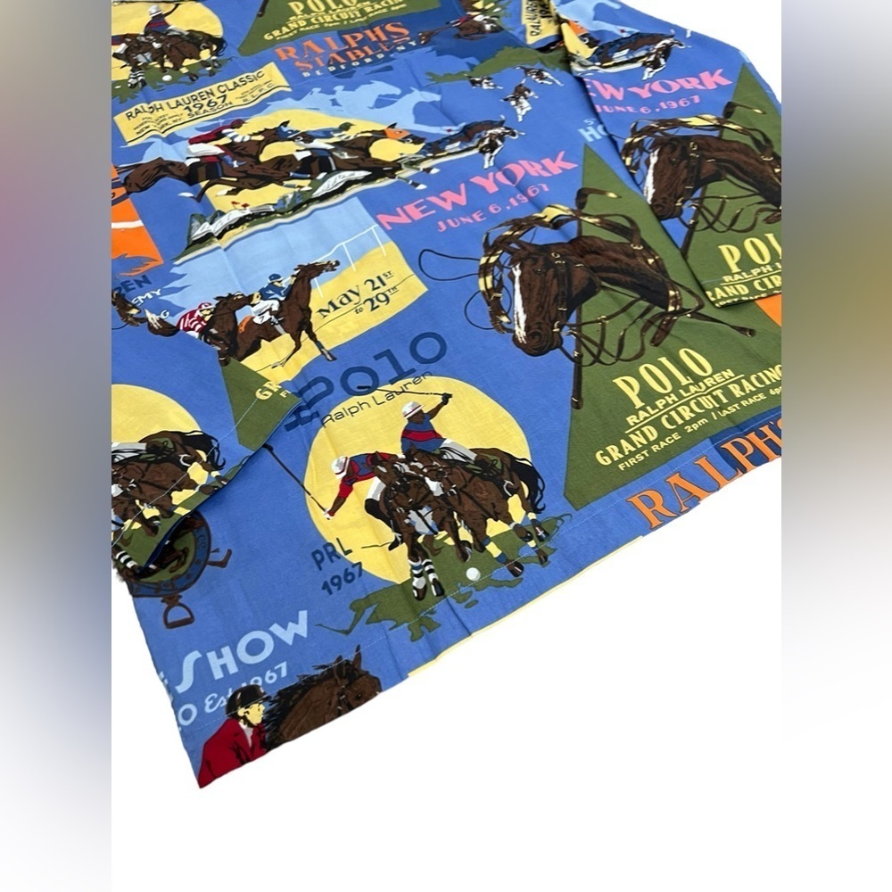 Polo Ralph Lauren Equestrian Sleepwear All Over Print Button Up Shirt - Picture 6 of 12